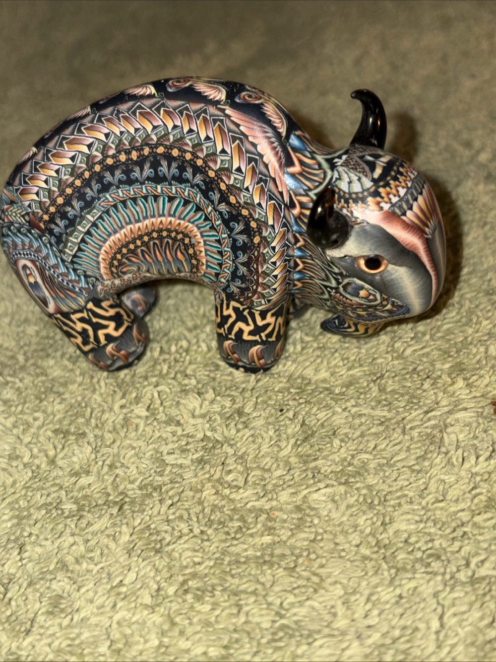 Jon Anderson Multicolor bison  Sculpture - Decorative Home Accent